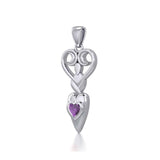 Goddess with Heart Gemstone Silver Pendant TPD5657 - Jewelry