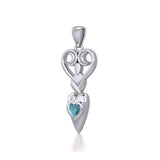 Goddess with Heart Gemstone Silver Pendant TPD5657 - Jewelry