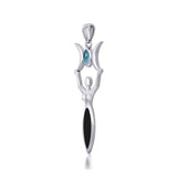 Triple Goddess with Marquise Gemstone Silver Pendant TPD5659 - Jewelry