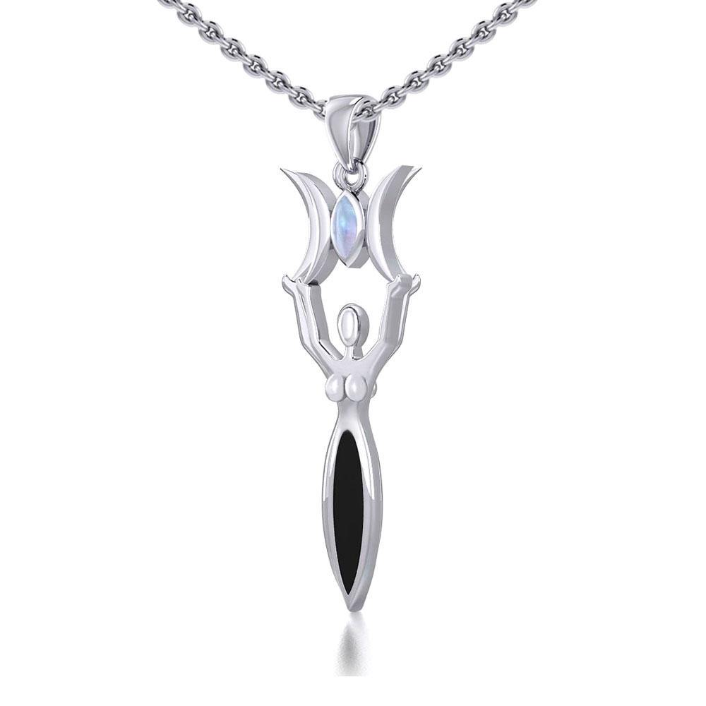 Triple Goddess with Gemstone Silver Pendant TPD5659 - Jewelry