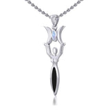 Triple Goddess with Marquise Gemstone Silver Pendant TPD5659 - Jewelry
