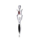 Triple Goddess with Marquise Gemstone Silver Pendant TPD5659 - Jewelry