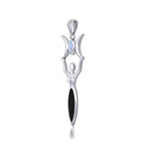 Triple Goddess with Marquise Gemstone Silver Pendant TPD5659 - Jewelry