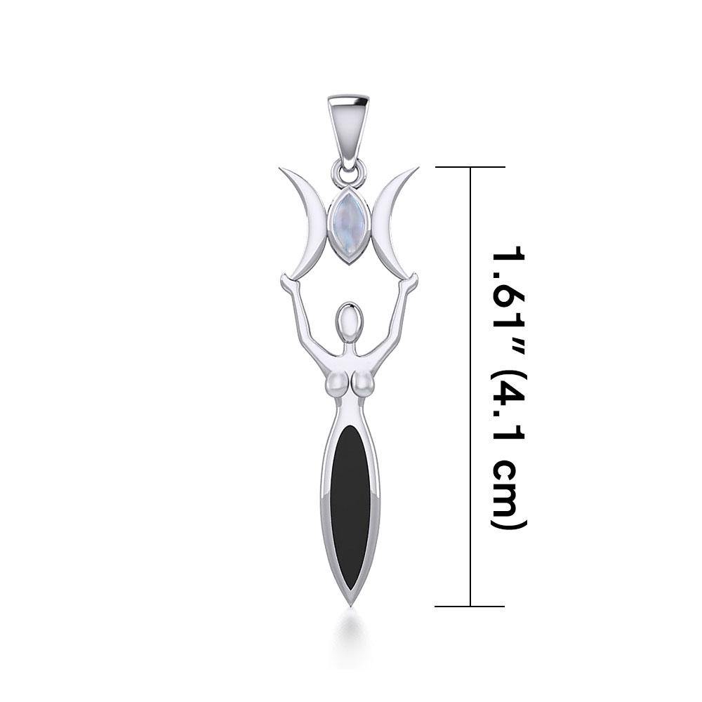 Triple Goddess with Gemstone Silver Pendant TPD5659 - Jewelry