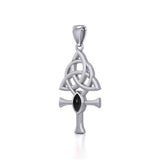 Triquetra Ankh Silver Pendant with Gemstone TPD5660 - Jewelry