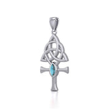 Triquetra Ankh Silver Pendant with Gemstone TPD5660 - Jewelry