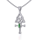 Triquetra Ankh Silver Pendant with Gemstone TPD5660 - Jewelry