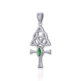 Triquetra Ankh Silver Pendant with Gemstone TPD5660 - Jewelry