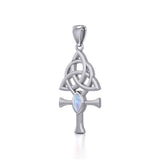 Triquetra Ankh Silver Pendant with Gemstone TPD5660 - Jewelry