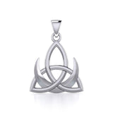 Crescent Moon with Celtic Trinity Silver Pendant TPD5667