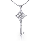 Celtic Four Point Knot Spiritual Enchantment Key Silver Pendant TPD5675 - Jewelry