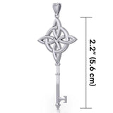 Celtic Four Point Knot Spiritual Enchantment Key Silver Pendant TPD5675