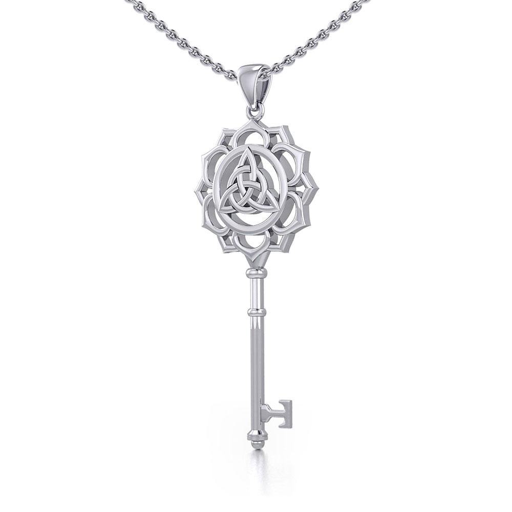 Celtic Triquetra Spiritual Enchantment Key Silver Pendant TPD5676 - Jewelry