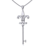 Fleur de lis Key of Enchantment Silver Pendant TPD5679 - Jewelry