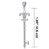 Fleur de lis Key of Enchantment Silver Pendant TPD5679 - Jewelry