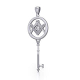 Masonic Compass Square Spiritual Enchantment Key Silver Pendant TPD5683 - Jewelry