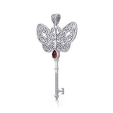 Celtic Butterfly Spiritual Enchantment Key Silver Pendant with Gem TPD5686 - Jewelry