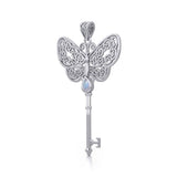 Celtic Butterfly Spiritual Enchantment Key Silver Pendant with Gem TPD5686 - Jewelry