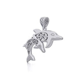 Celtic Double Dolphins Silver Pendant TPD5692