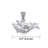 Celtic Joyful Dolphins Silver Pendant TPD5693 - Jewelry