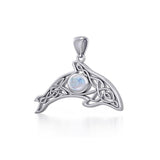 A gift of solitude ~ Sterling Silver Celtic Whale  Pendant with Gem TPD5694 - Jewelry