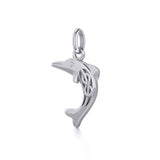Small Celtic Joyful Dolphin Silver Pendant TPD5696 - Jewelry
