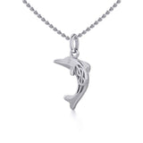 Small Celtic Joyful Dolphin Silver Pendant TPD5696 - Jewelry