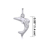 Small Celtic Joyful Dolphin Silver Pendant TPD5696 - Jewelry
