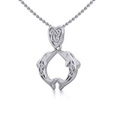 Celtic Double Dolphins with Celtic Heart Bale Silver Pendant TPD5697 - Jewelry