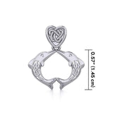 Celtic Double Dolphins with Celtic Heart Bale Silver Pendant TPD5697 - Jewelry