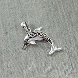 Large Celtic Joyful Dolphin Silver Pendant TPD5698 - Jewelry