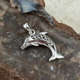 Large Celtic Joyful Dolphin Silver Pendant TPD5698 - Jewelry