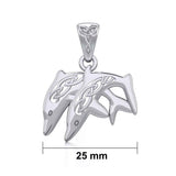 Celtic Swimming Dolphins Silver Pendant TPD5701 - Jewelry