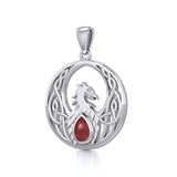 Rise with Resilience: Celtic Phoenix Sterling Silver Pendant with Gemstone TPD5719 | Embrace the Rebirth of Your Spirit