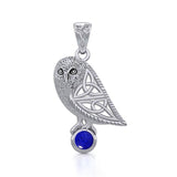 Celtic Owl Silver Pendant with Gemstone TPD5720 - Jewelry