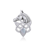 Silver Horsehead Knotwork Pendant with Gemstone  TPD5727
