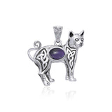 Celtic Cat Pendant with Gemstone TPD5729 - Jewelry