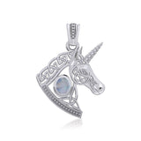 Celtic Unicorn Silver Pendant with Gem TPD5732 - Jewelry