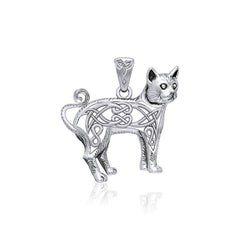 Celtic Cat Sterling Silver Pendant TPD5737