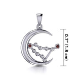 Crescent Moon and Capricorn Astrology Constellation Silver Pendant TPD5763 - Jewelry