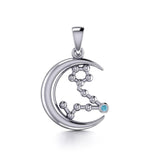 Crescent Moon and Pisces Astrology Constellation Silver Pendant TPD5765