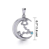 Crescent Moon and Pisces Astrology Constellation Silver Pendant TPD5765 - Jewelry
