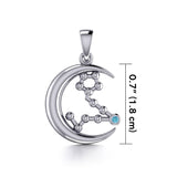 Crescent Moon and Pisces Astrology Constellation Silver Pendant TPD5765