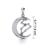 Crescent Moon and Leo Astrology Constellation Silver Pendant TPD5770