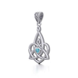 Celtic Motherhood Triquetra or Trinity Heart Silver Pendant With Gem TPD5784 - Jewelry