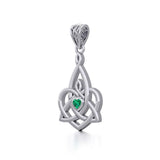 Celtic Motherhood Triquetra or Trinity Heart Silver Pendant With Gem TPD5784 - Jewelry