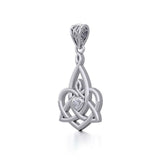 Celtic Motherhood Triquetra or Trinity Heart Silver Pendant With Gem TPD5784 - Jewelry