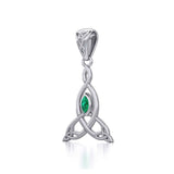 Celtic Motherhood Triquetra or Trinity Knot Silver Pendant With Gem TPD5785 - Jewelry
