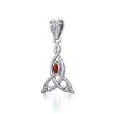 Celtic Motherhood Triquetra or Trinity Knot Silver Pendant With Gem TPD5785 - Jewelry