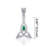 Celtic Motherhood Triquetra or Trinity Knot Silver Pendant With Gem TPD5785 - Jewelry